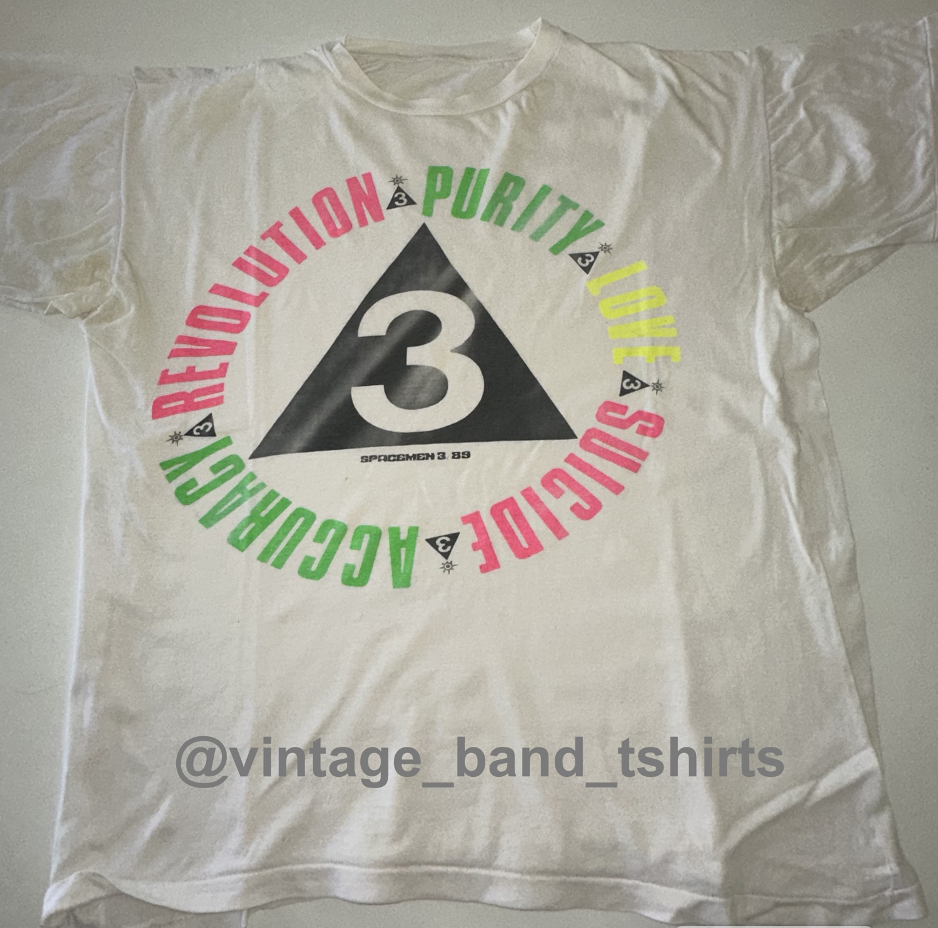 vintage original spacemen 3 t-shirt revolution purity love suicide accuracy front