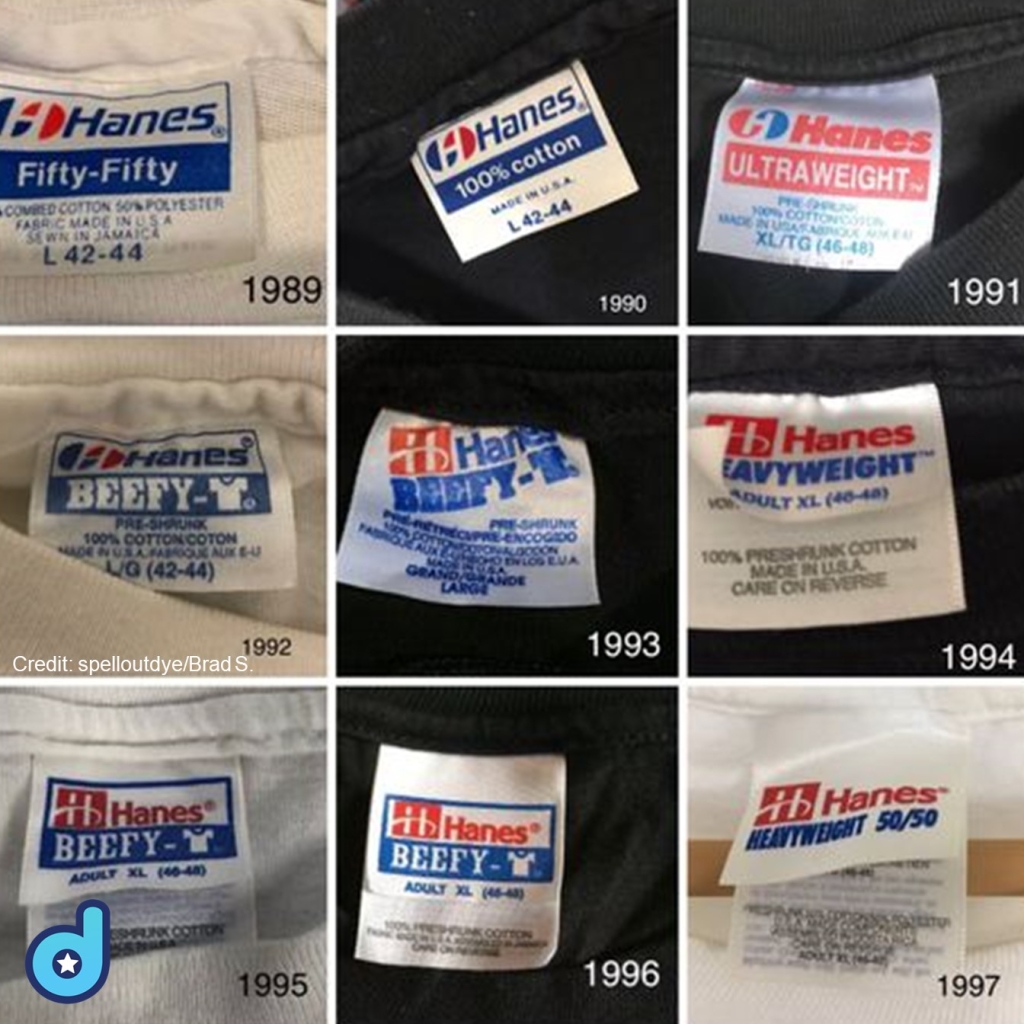 hanes fifty-fifty, 100% cotton, ultraweight, beefy-t, heavyweight, double tags made in USA