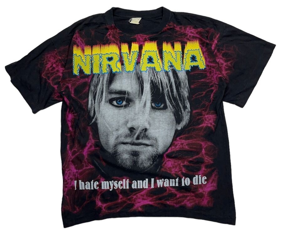 Vintage 1990s Bootleg Nirvana Kurt Cobain T-Shirt 