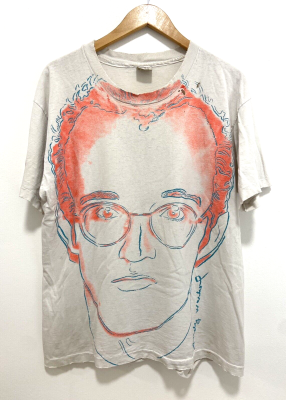 VINTAGE ANDY WARHOL PORTRAIT OF KEITH HARING ARTIST ART NYC T-SHIRT XL