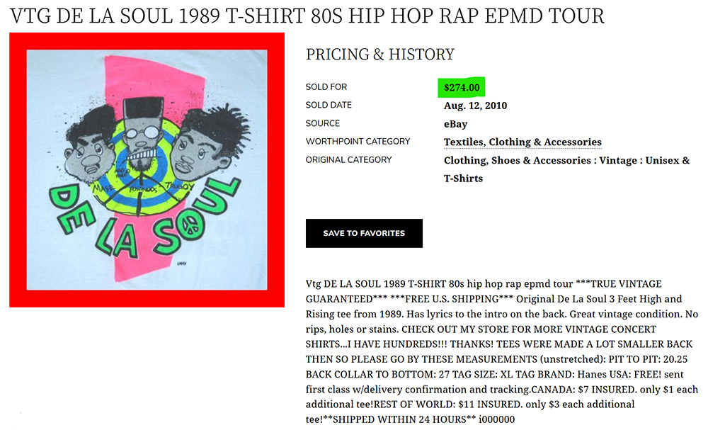 De La Soul T-Shirt value 2010