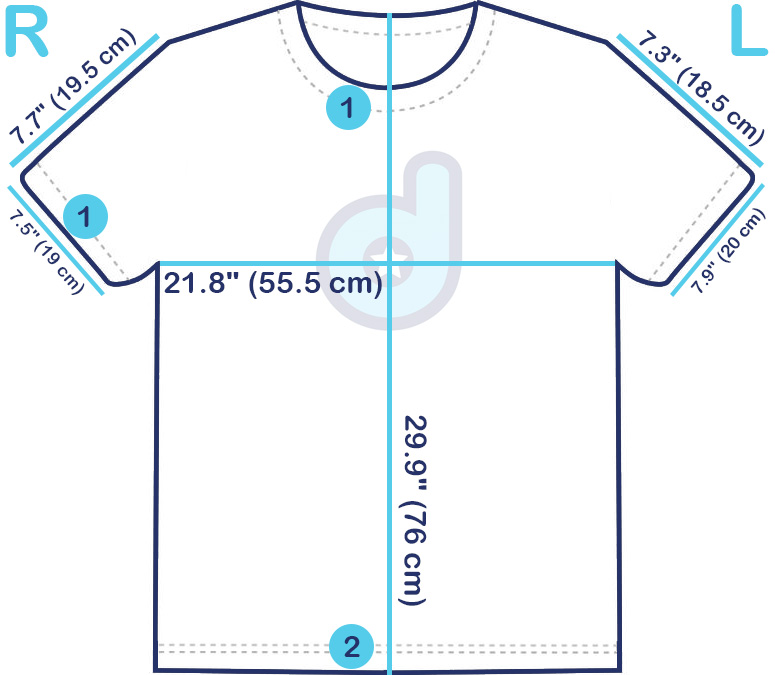 vintage t-shirt measurements and stitch profile