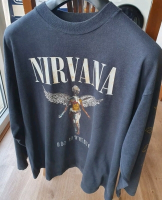 Vintage Nirvana In Utero LS T Shirt 90's Black Size XL PREMIUM SCREEN STARS RARE