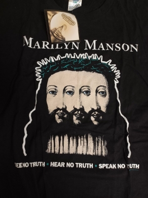 Marilyn Manson See Hear Speak No Truth Believe vintage music t shirt XL