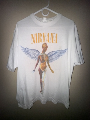 Vintage 1993 Kurt Cobain Nirvana In Utero Blue Wing European World Tour XL RARE!